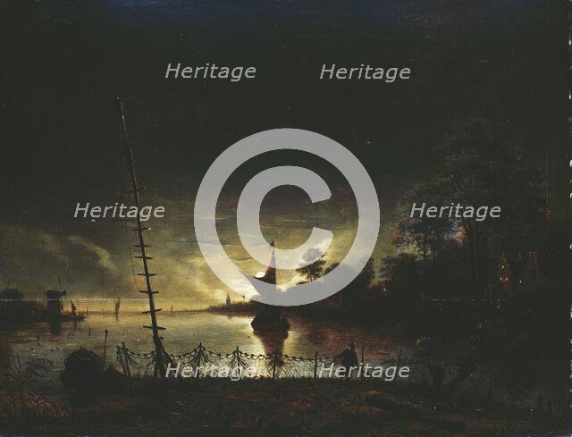 Moonlit Landscape, 1640-1677. Creator: Anthonie van Borssom.