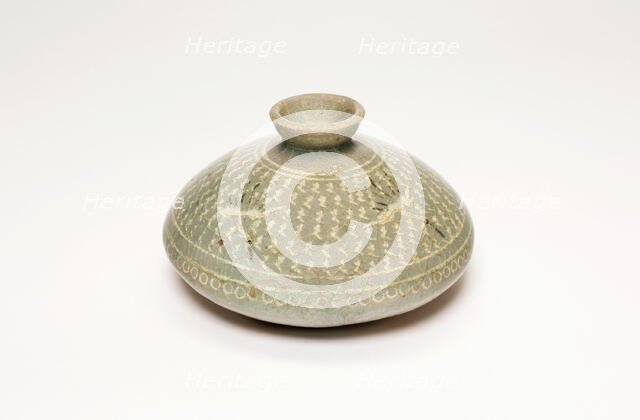 Oil Bottle with Cranes and Stylized Clouds, Korea, Goryeo dynasty (918-1392), late 13th century. Creator: Unknown.