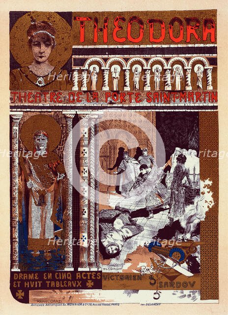 Poster for the theatre play Théodora by Victorien Sardou, 1900. Creator: Orazi, Manuel (1860-1934).