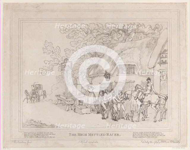 The Post Horse (from The Life of a Racehorse, or The High-Mettled Racer), July 20..., July 20, 1789. Creators: Thomas Rowlandson, John Hassell.