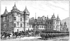 The queen leaving Holyrood Palace, Edinburgh, 1886, (1900). Artist: Unknown