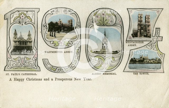 Christmas card, 1904. Artist: Unknown