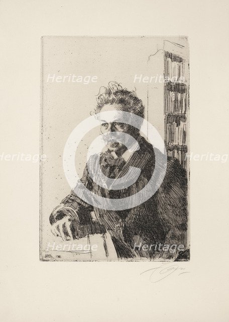 August Strindberg, 1910. Artist: Zorn, Anders Leonard (1860-1920)