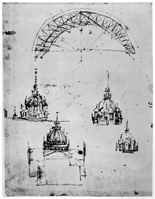 Studies for the central cupola of Milan cathedral, late 15th century (1954).. Artist: Leonardo da Vinci