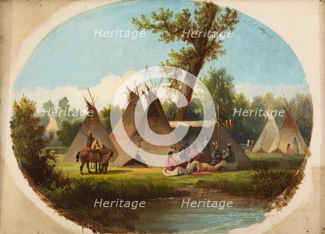 Assiniboin Encampment on the Upper Missouri, between 1860 and 1870. Creator: John Mix Stanley.