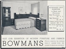 'Bowmans - Visit our Exhibition of Modern Furniture and Fabrics', 1935. Artist: Unknown.