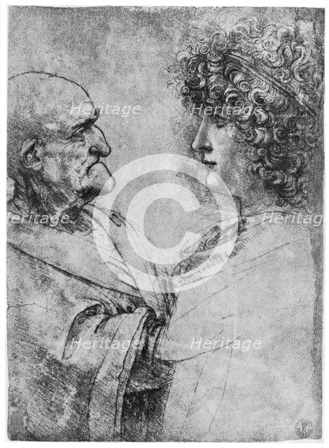 Studies of heads, c1500 (1954). Artist: Leonardo da Vinci