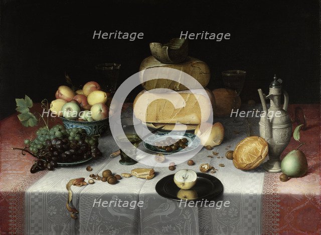 Still Life with Cheese, c. 1615. Artist: Dyck (Dijck), Floris Claesz. van (ca 1575-1651)