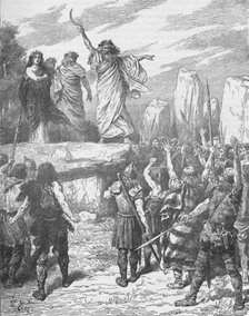 Druids inciting the Britons to oppose the landing of the Romans, 43 (1905). Artist: Unknown.