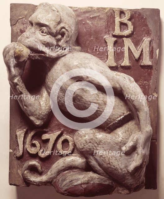 Ape and Apple Tavern sign, from London, 1670. Artist: Unknown