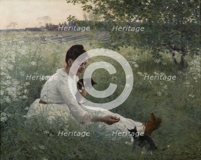 Girl with cats in a summer landscape, 1892.