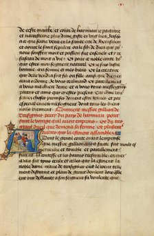 Initial A: Gillion Taking Leave of His Wife Marie; Roman de Gillion de Trazegnies, 1464. Creators: Lieven van Lathem, David Aubert.