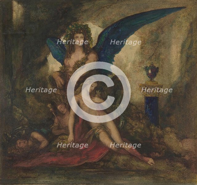 Sphinx in a Grotto (Poet, King and Warrior), 1840-98. Creator: Gustave Moreau.