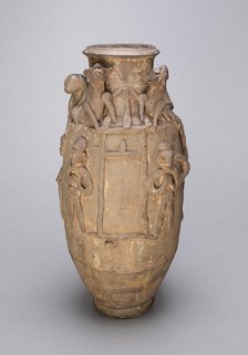 Ovoid Jar with Animals and Figures, Probably Han Dynasty (206 B.C.-221 A.D.). Creator: Unknown.