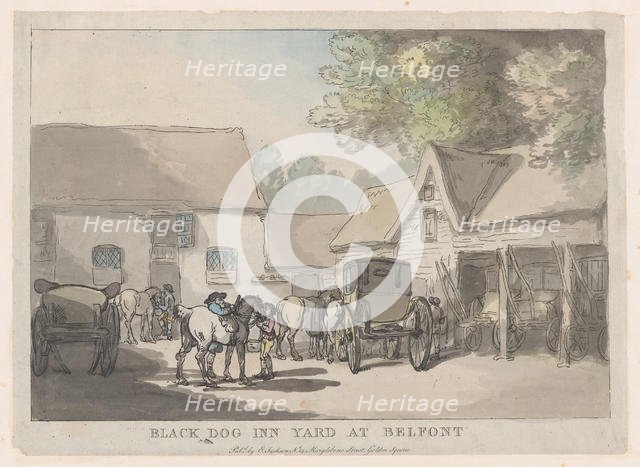 Black Dog Inn Yard At Belfont, 1785-87., 1785-87. Creator: Thomas Rowlandson.