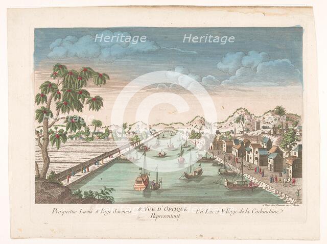 View of a village on the water in Cochin China, 1745-1775. Creator: Anon.