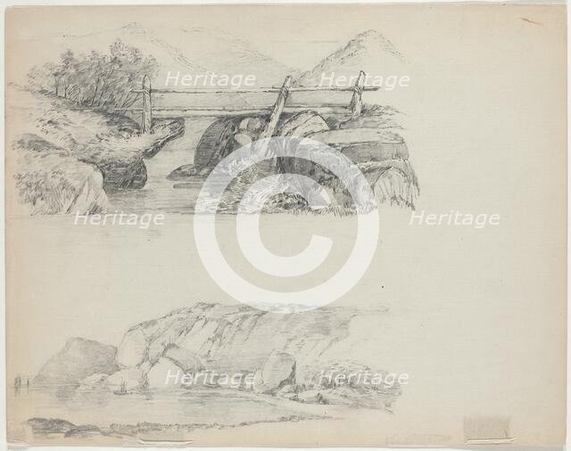 Bridge over Rocky Stream [top verso]. Creator: John William Casilear.
