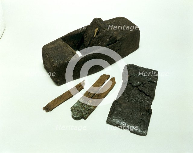 A carpenter's rule, plane and blade, 18th century. Artist: Unknown