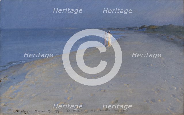 Summer evening on the south beach of Skagen. Anna Ancher and Marie Krøyer, 1893.