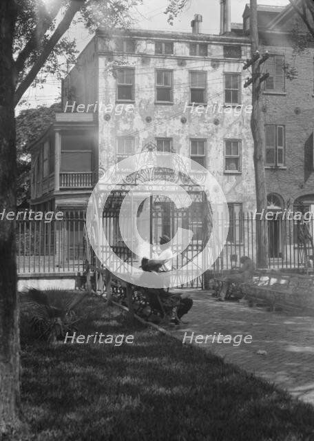 Park and houses, [36 Chalmers Street through Washington Park Gate], Charleston, South..., c1920-1926 Creator: Arnold Genthe.