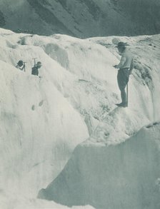 On the Hockstetter ice, Tasman Valley. From the album: Record Pictures of New Zealand, 1920s. Creator: Harry Moult.