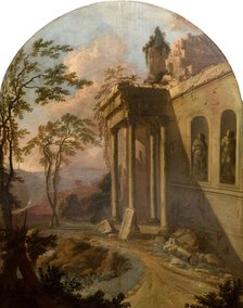 Landscape With Ruin, 1725. Creator: School of Jacques Rousseau.