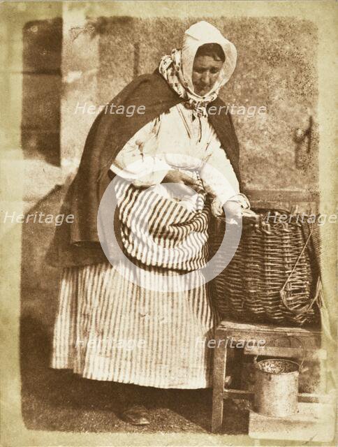 Aben Fishwife (Mrs. Flucker Of Newhaven, Shucking Oysters), Printed 1845. Creator: Hill & Adamson.