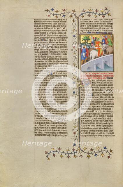 Xerxes, King of the Persians, Crosses a Bridge with His Army, about 1413-1415. Creators: Boucicaut Master, Workshop of the Boucicaut Master.