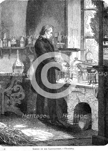 'Liebig in His Laboratory-Chemistry', mid 19th century (c1885). Artist: Unknown