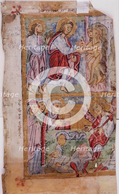 Psalter Leaf: Christ in Limbo and Resurrection with Three Marys at the Tomb, 12th century. Creator: Unknown.
