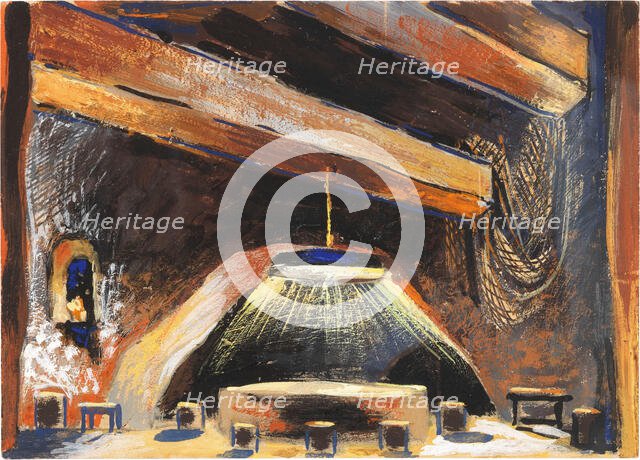 Stage design for the ballet Bolero by M. Ravel. Teatro San Carlo, Naples, 1945. Creator: Prampolini, Enrico (1894-1956).