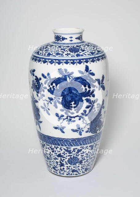 Vase with Pomegranates and Stylized Floral Scrolls, Qing dynasty (1644-1911). Creator: Unknown.