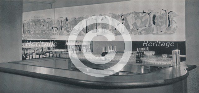 'A cocktail bar mural in carved and enamelled linoleum in the Berkeley Hotel, Montreal', 1942. Artist: Unknown.