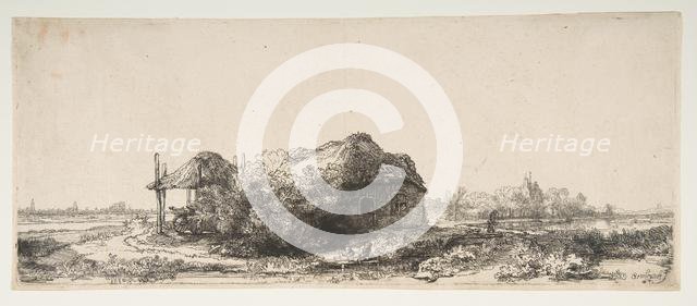 Landscape with a Cottage and a Haybarn, 1641. Creator: Rembrandt Harmensz van Rijn.