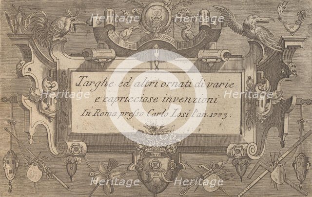 Targhe ed altri ornati di varie e capricciose invenzioni (Cartouches and other ornaments o..., 1773. Creator: Unknown.