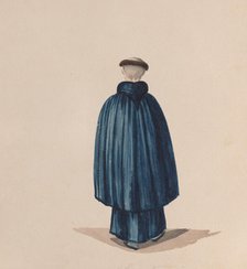 A monk from the order of St Francis viewed from behind, from a group of drawings..., ca. 1848. Creator: Attributed to Francisco (Pancho) Fierro.