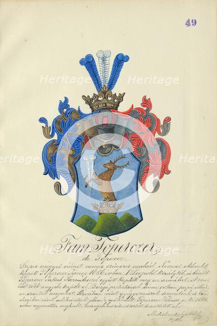 Coat of arms of the Topercer family, 1904-1910. Creator: Adolf Medzihradsky.