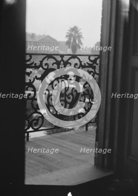 Detail of Pontalba balcony, New Orleans, between 1920 and 1926. Creator: Arnold Genthe.