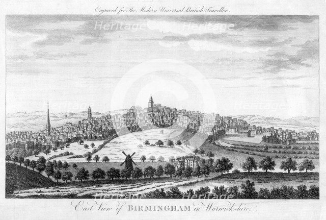 'East View of Birmingham in Warwickshire', 1779. Artist: Unknown