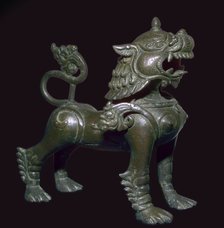 Bronze lion figure from Nepal. Artist: Unknown