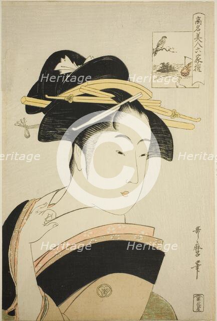 Takashima Ohisa, from the series "Renowned Beauties Likened to the Six Immortal..., c. 1795/96. Creator: Kitagawa Utamaro.