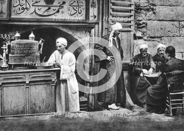 An Arabian coffee house, Cairo, Egypt, c1920s. Artist: Unknown