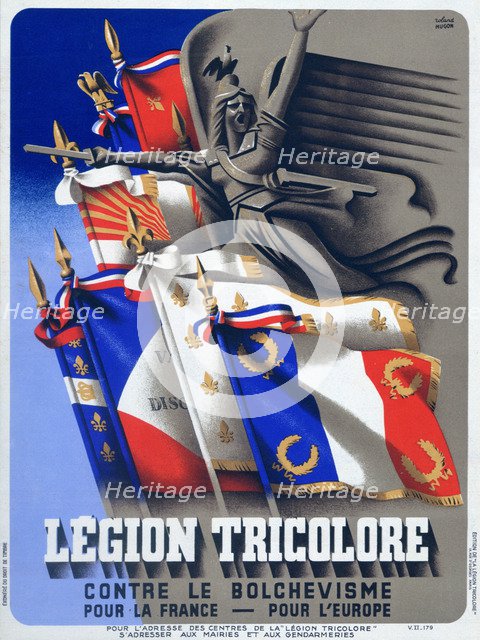 Recruitment poster for the Vichy French Légion Tricolore, 1942. Artist: Roland Hugon