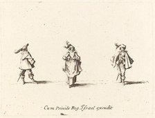 Lady with Plumes, and Two Gentlemen, probably 1634. Creator: Jacques Callot.