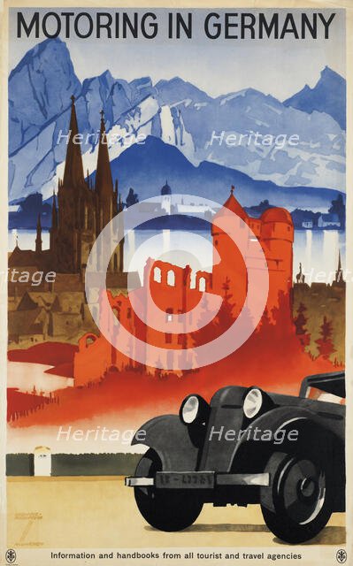 Motoring in Germany, 1930. Creator: Hohlwein, Ludwig (1874-1949).