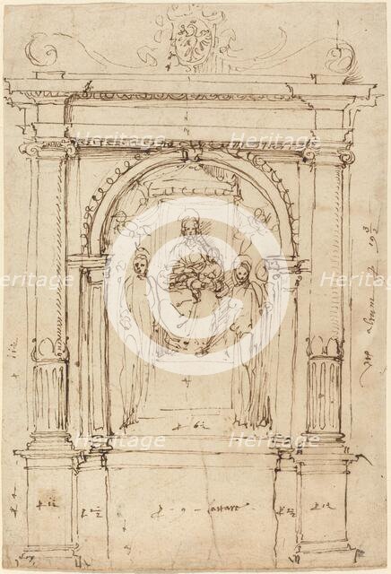 Altarpiece of the Madonna and Child with Saints, in Its Architectural Setting, 1528/1537. Creator: Perino del Vaga.