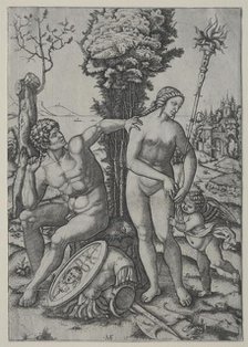 Venus, Mars and Cupid, 1508. Creator: Marcantonio Raimondi (Italian, 1470/82-1527/34).