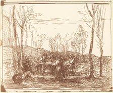 Luncheon in a Clearing (Un Dejeuner dans la clairiere), 1857. Creator: Jean-Baptiste-Camille Corot.