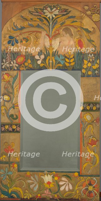 Mirror frame decorated with plants, flowers and two women figures, 1908. Artist: Bernard, Émile (1868-1941)