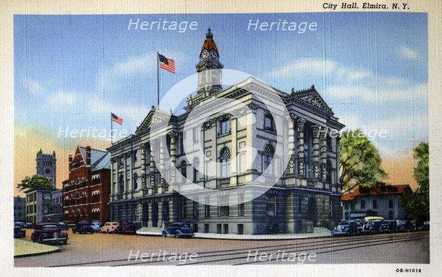 Exterior view of the City Hall. Elmira, New York, USA, 1940. Artist: Unknown